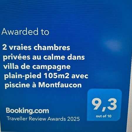 2 Vraies Chambres Privees Au Calme Dans Villa De Campagne Plain-Pied 105M2 Avec Piscine A Montfaucon Montfaucon  Exterior foto